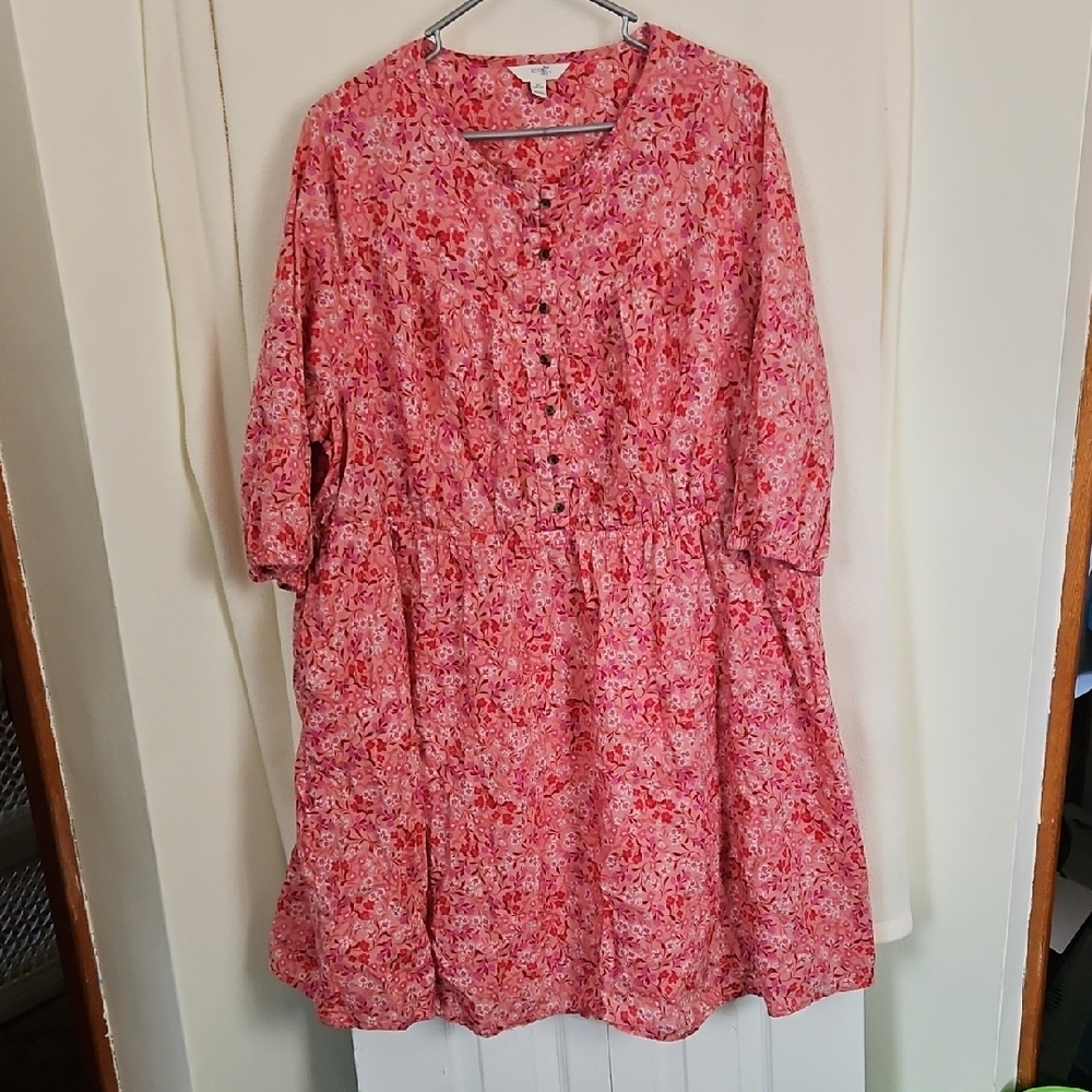 Floral Pink Button-Down Dress